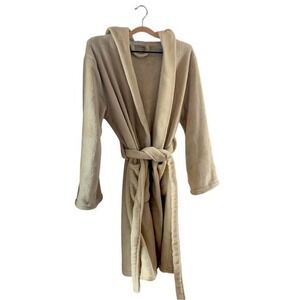 Summer & Rose Women's XS/S/M Plush Robe Hooded Spa Bathrobe Cozy Soft Beige